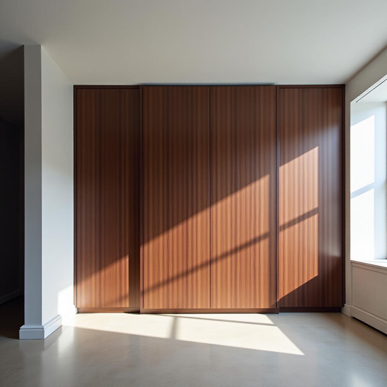 Custom wall-to-wall walnut cabinetry in a luxury New York loft
